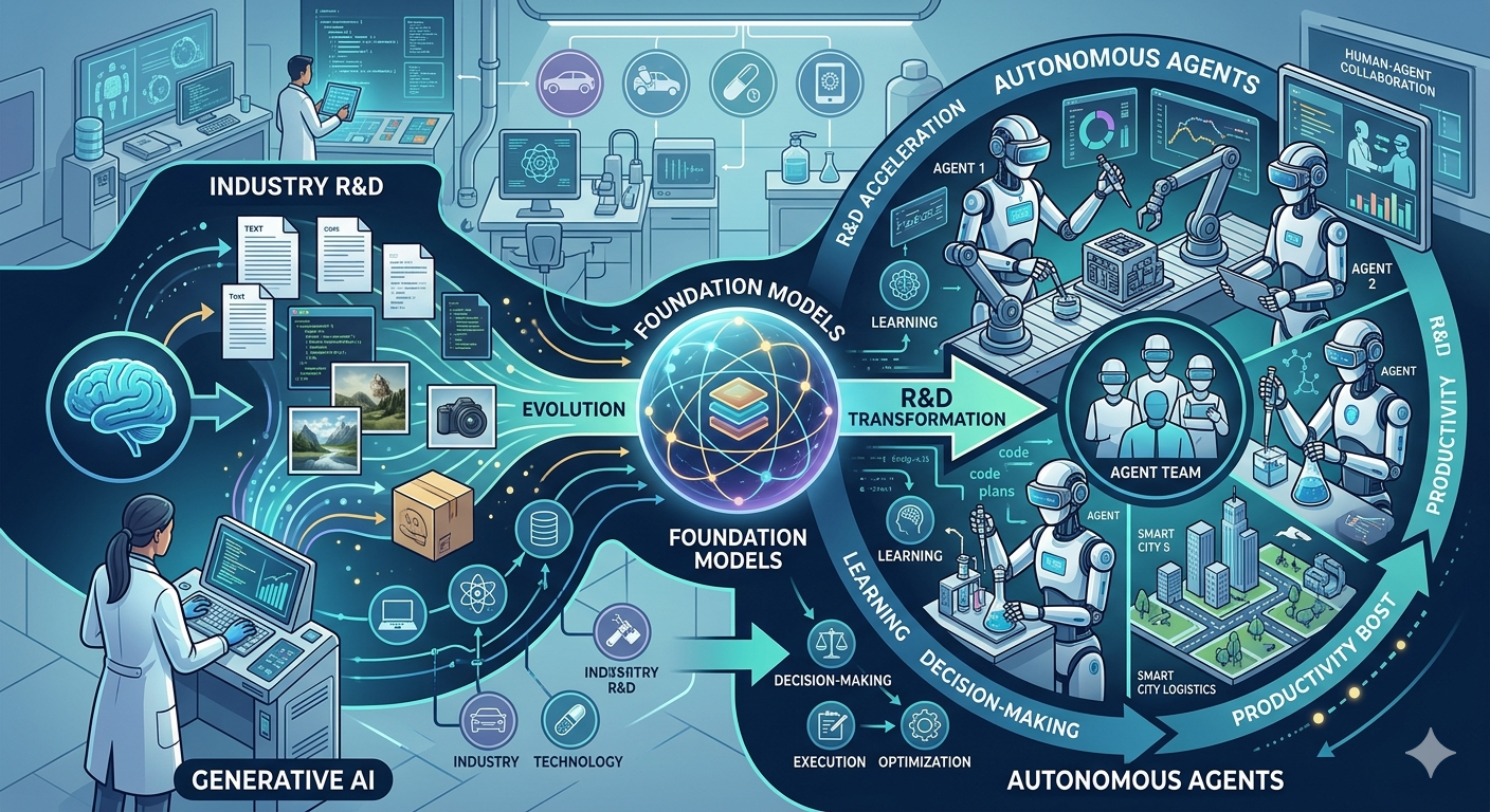From Generative AI to Autonomous Agents: Industry-Wide R&D Transformation with Foundation Models